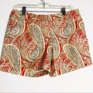 Kenar Red/Khaki Paisley Shorts Sz 4